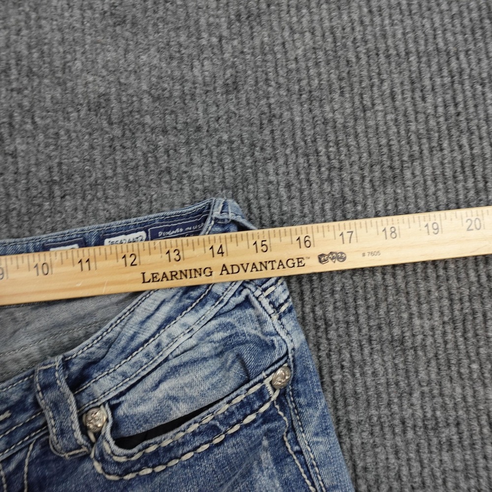 Miss Me Jeans Womens 30 Light Wash Ankle Straight Cross Rhinestone Pockets - Picture 12 of 13